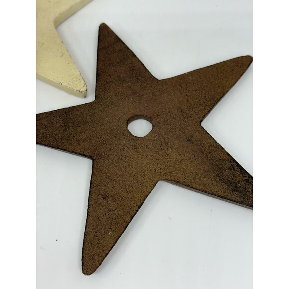 Set of 2 Cast Iron Texas Star Anchor Plates 6.5" Wall Decor Center Hole Rustic - Picture 6 of 8